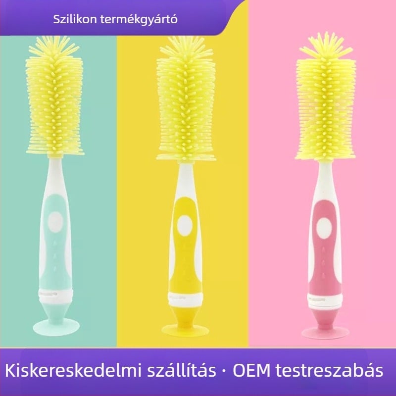 Baba cumisüveg tisztító készlet: szilikonból készült forgó tisztító kefék cumisüveghez és cső tisztításához