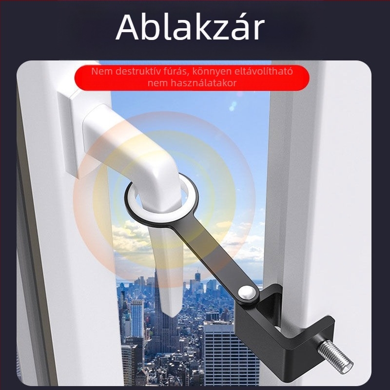 Ablak biztonsági zár, fúrás nélküli telepítés, gyermekbiztos, alumínium ötvözet és műanyag acél konstrukció, külső ablakokra, Deyibao