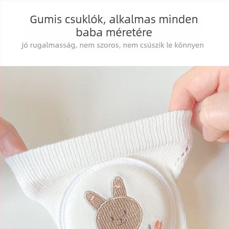 Gyermek térdvédő légáteresztő hálós anyaggal, hímzett, elasztikus pamutból készült, alkalmas mászáshoz és kültéri játékokhoz (1–3 évesek)