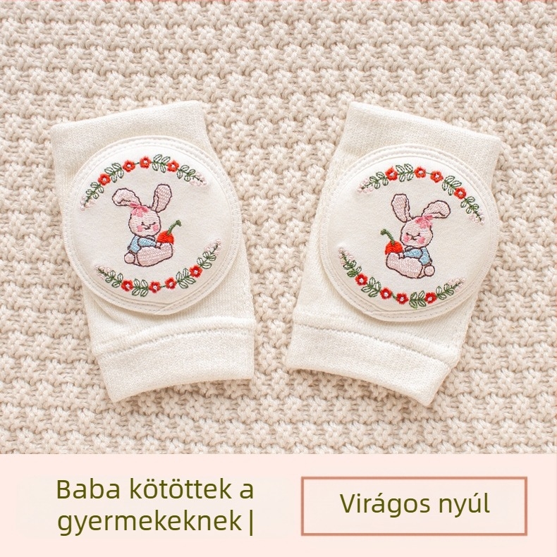 Gyermek térdvédő légáteresztő hálós anyaggal, hímzett, elasztikus pamutból készült, alkalmas mászáshoz és kültéri játékokhoz (1–3 évesek)