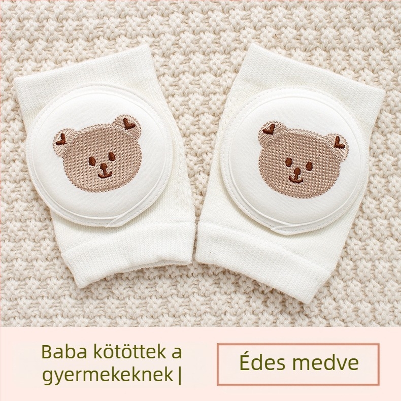 Gyermek térdvédő légáteresztő hálós anyaggal, hímzett, elasztikus pamutból készült, alkalmas mászáshoz és kültéri játékokhoz (1–3 évesek)
