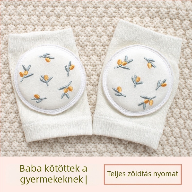 Gyermek térdvédő légáteresztő hálós anyaggal, hímzett, elasztikus pamutból készült, alkalmas mászáshoz és kültéri játékokhoz (1–3 évesek)