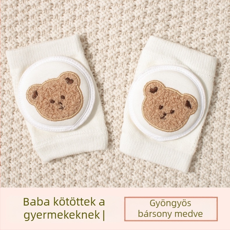 Gyermek térdvédő légáteresztő hálós anyaggal, hímzett, elasztikus pamutból készült, alkalmas mászáshoz és kültéri játékokhoz (1–3 évesek)