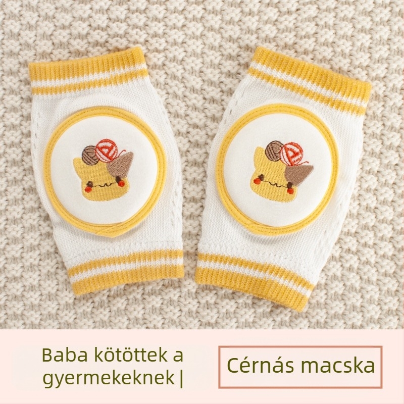 Gyermek térdvédő légáteresztő hálós anyaggal, hímzett, elasztikus pamutból készült, alkalmas mászáshoz és kültéri játékokhoz (1–3 évesek)