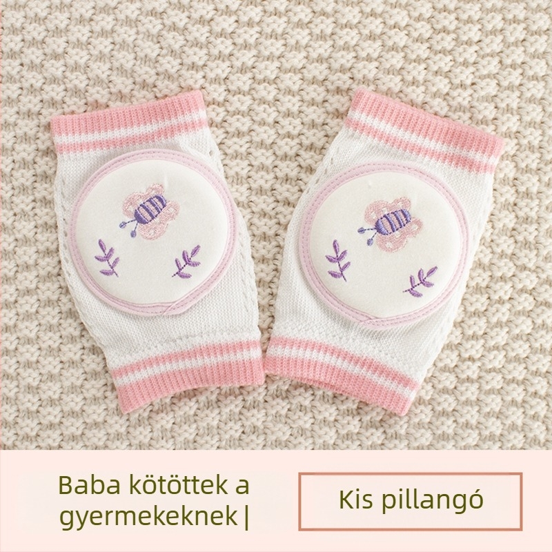 Gyermek térdvédő légáteresztő hálós anyaggal, hímzett, elasztikus pamutból készült, alkalmas mászáshoz és kültéri játékokhoz (1–3 évesek)