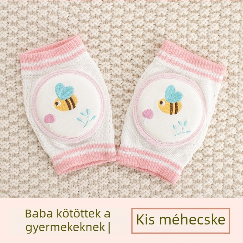 Gyermek térdvédő légáteresztő hálós anyaggal, hímzett, elasztikus pamutból készült, alkalmas mászáshoz és kültéri játékokhoz (1–3 évesek)