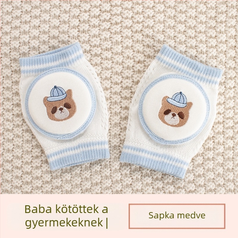 Gyermek térdvédő légáteresztő hálós anyaggal, hímzett, elasztikus pamutból készült, alkalmas mászáshoz és kültéri játékokhoz (1–3 évesek)