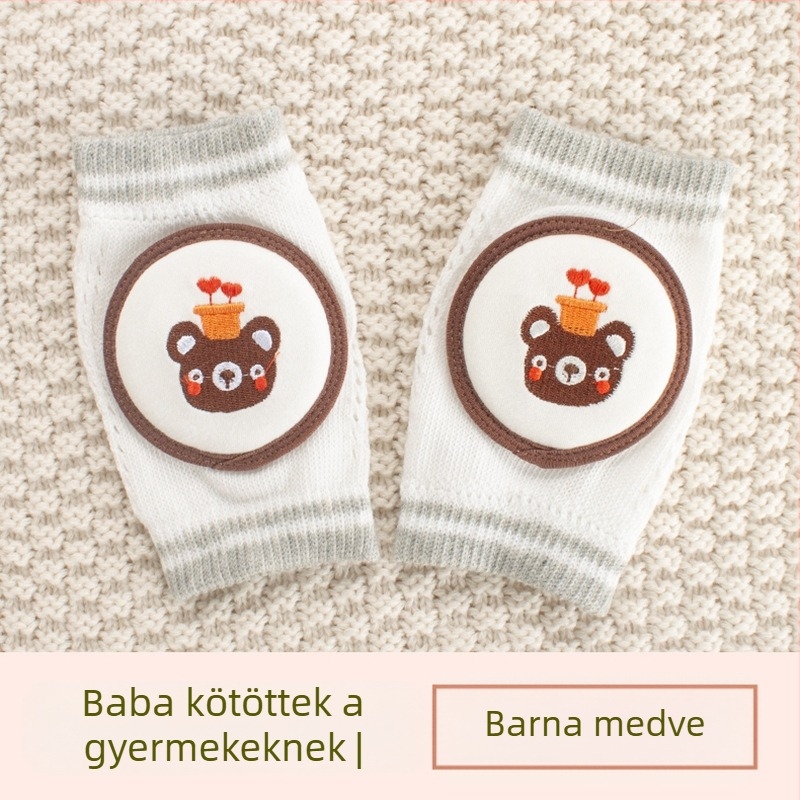 Gyermek térdvédő légáteresztő hálós anyaggal, hímzett, elasztikus pamutból készült, alkalmas mászáshoz és kültéri játékokhoz (1–3 évesek)