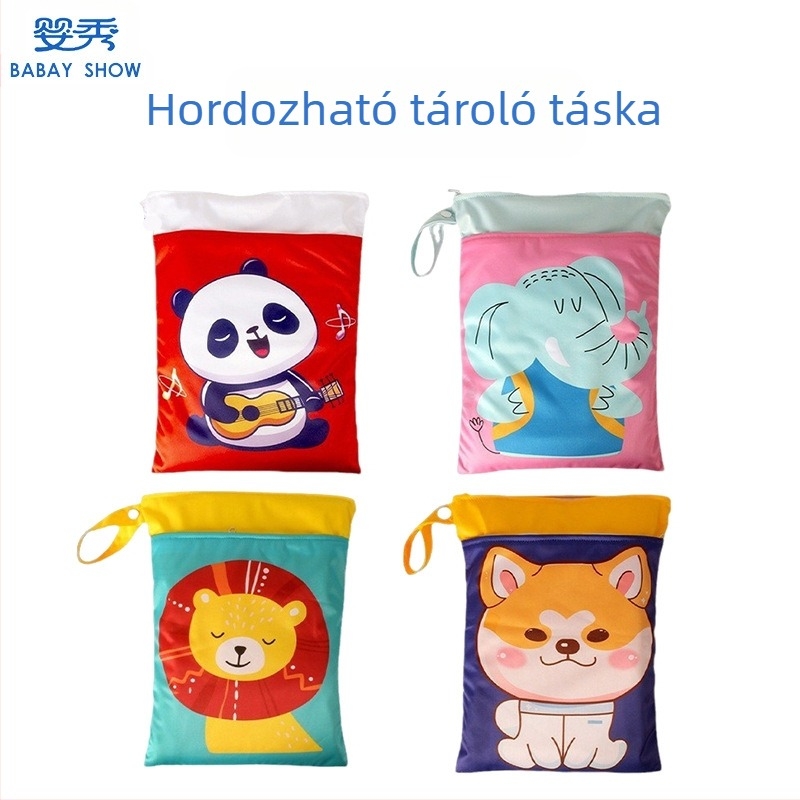 Utazási tároló táska karikatúra nyomtatással, hordozható kivitel, poliészter, többfunkciós, modell ALIDW01