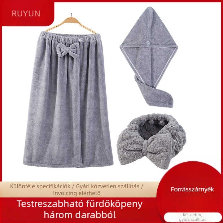 Háromrészes fürdőszett korallos fleece-ből, sapkával a haj szárítására és hajpánttal masnival, nedvszívó 0-5 s, 400 g, Underwater Story sorozat