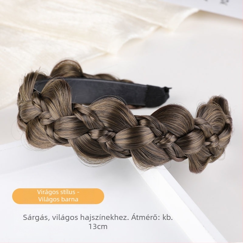 Női fonott fejkendős paróka — Mori-stílusú könnyű luxus, halcsont copf, csúszásmentes fogazott pánt, tekerés, hőálló drót, festés és perm nélkül