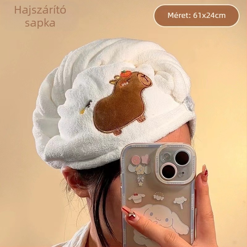 Longshen 2 részes fürdőtörölköző-készlet tengerimalac témájú, korál velúr, 150D, 300–400 g, hímzett karikatúra kapibara