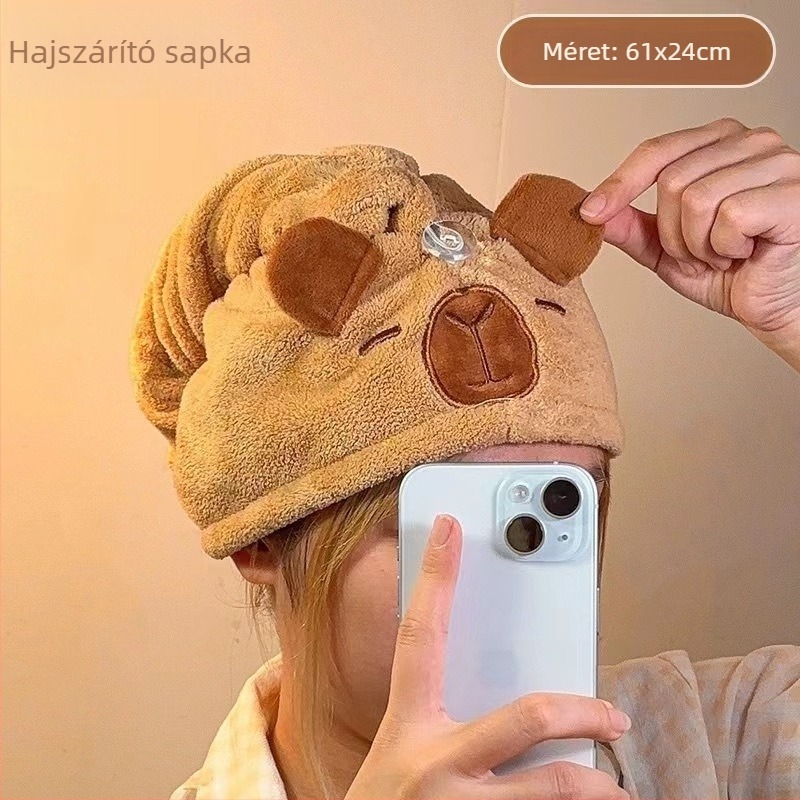 Longshen 2 részes fürdőtörölköző-készlet tengerimalac témájú, korál velúr, 150D, 300–400 g, hímzett karikatúra kapibara