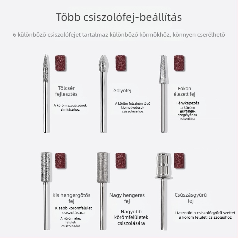 Elektromos körömcsiszoló – műanyag + rozsdamentes acél, körömfelület csiszoló eszköz, 1 db, belföldi márka, mindennapi felhasználók számára