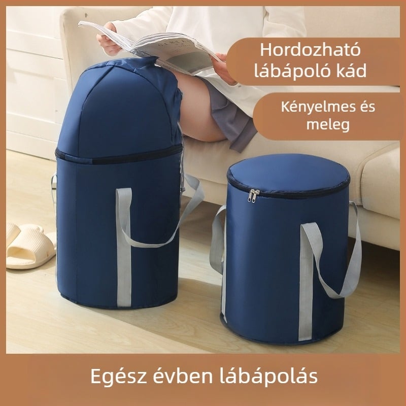 Beisi hordozható lábfürdő kanna – összecsukható, megemelt kialakítás, Twill 210d anyag, láb áztatásához felnőtteknek