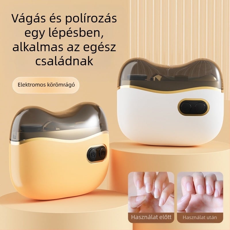 Kétfunkciós elektromos köröm polírozó – otthoni használatra, ABS + rozsdamentes acél, méretek 8.8 x 7.2 cm, tömeg 120 g, 400 mAh akkumulátor