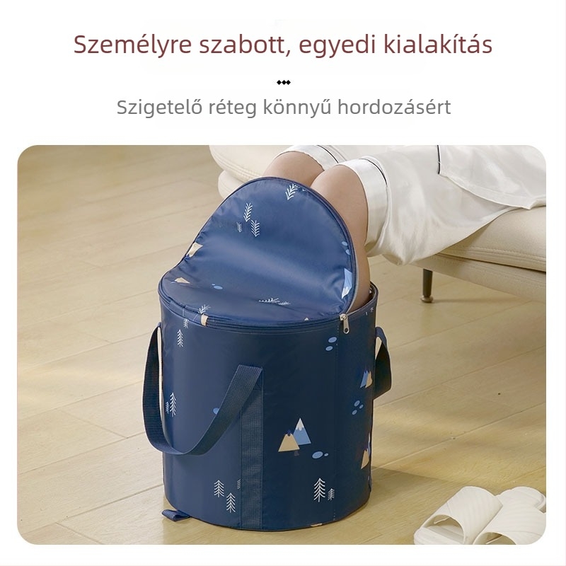Összecsukható kültéri lábfürdőedény szigeteléssel és fedéllel — Anyag: poliészter; Stílus: összecsukható; Izoláció; Fedél; Felnőtteknek