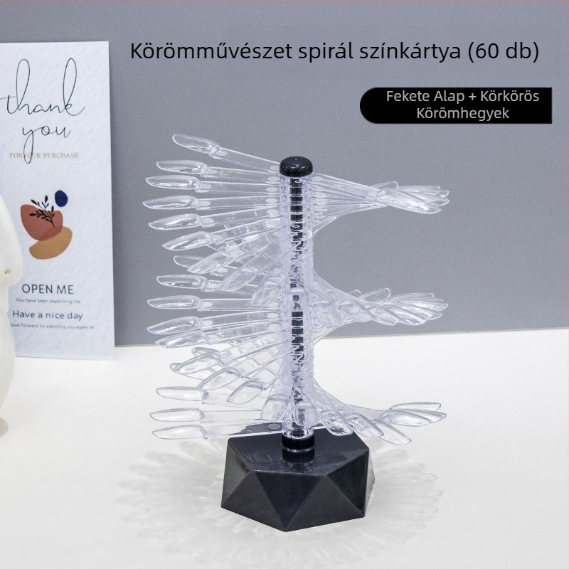 Műkörmös színkártya kijelzőállvány, ventilátor alakú, forgatható, levehető, gyakorló lemezekhez