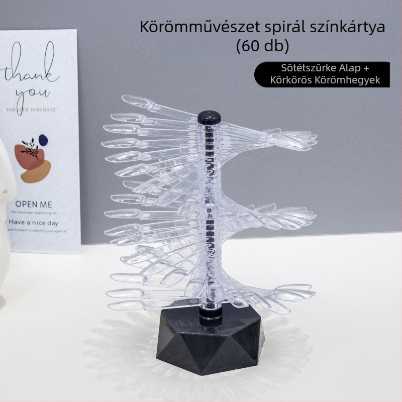 Műkörmös színkártya kijelzőállvány, ventilátor alakú, forgatható, levehető, gyakorló lemezekhez