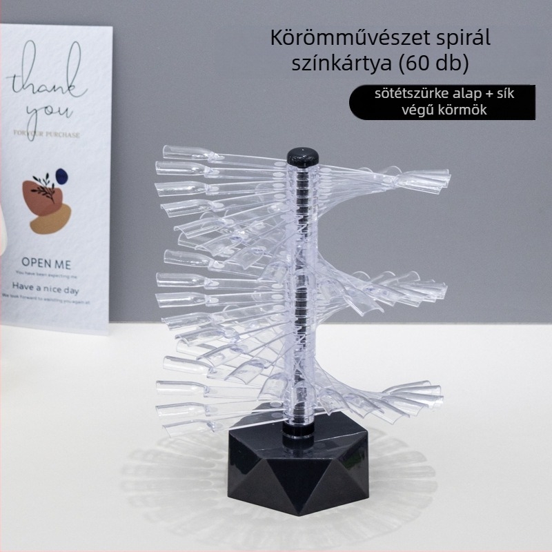 Műkörmös színkártya kijelzőállvány, ventilátor alakú, forgatható, levehető, gyakorló lemezekhez