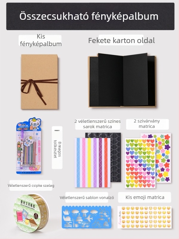 DIY retro fénykép-album üres borítóval, kézzel ragasztott oldalakkal, mini stílus, 34 oldal