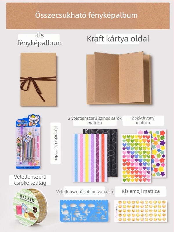 DIY retro fénykép-album üres borítóval, kézzel ragasztott oldalakkal, mini stílus, 34 oldal