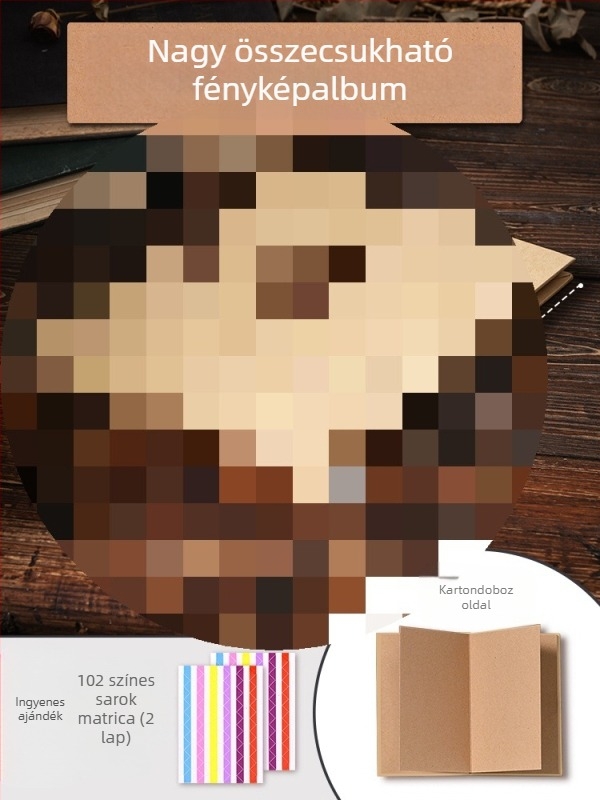 DIY retro fénykép-album üres borítóval, kézzel ragasztott oldalakkal, mini stílus, 34 oldal