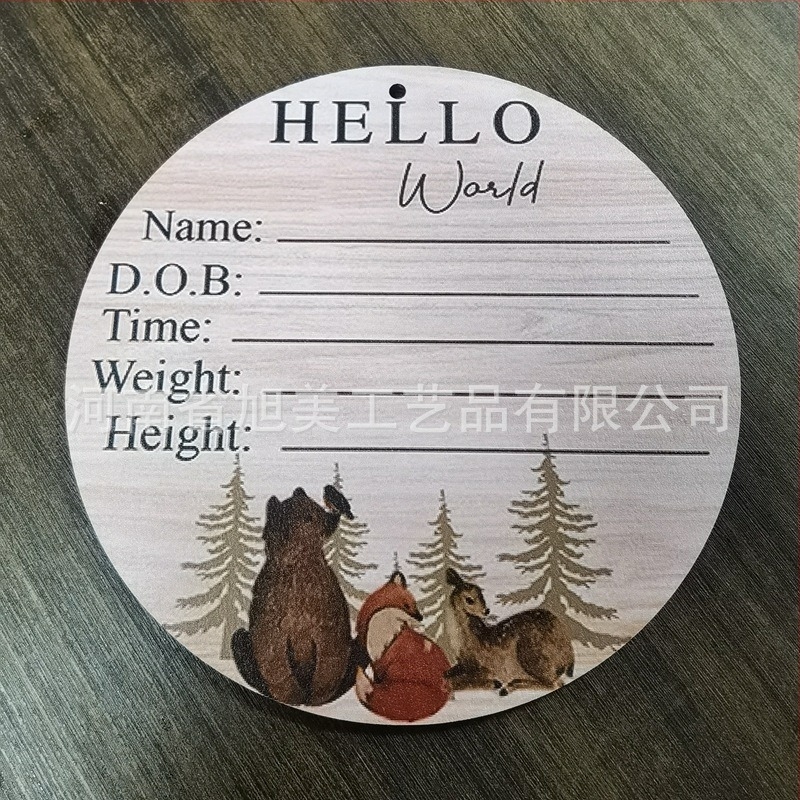 Hello World Fa babafotó Kellékek – Növekedési mérföldkövek fa szeleteken