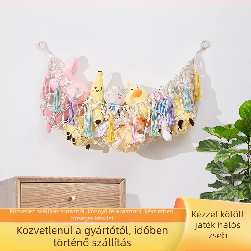 Baba tároló háló – falra akasztható, fém, pásztor stílus, Qianka márka, utazási tároláshoz