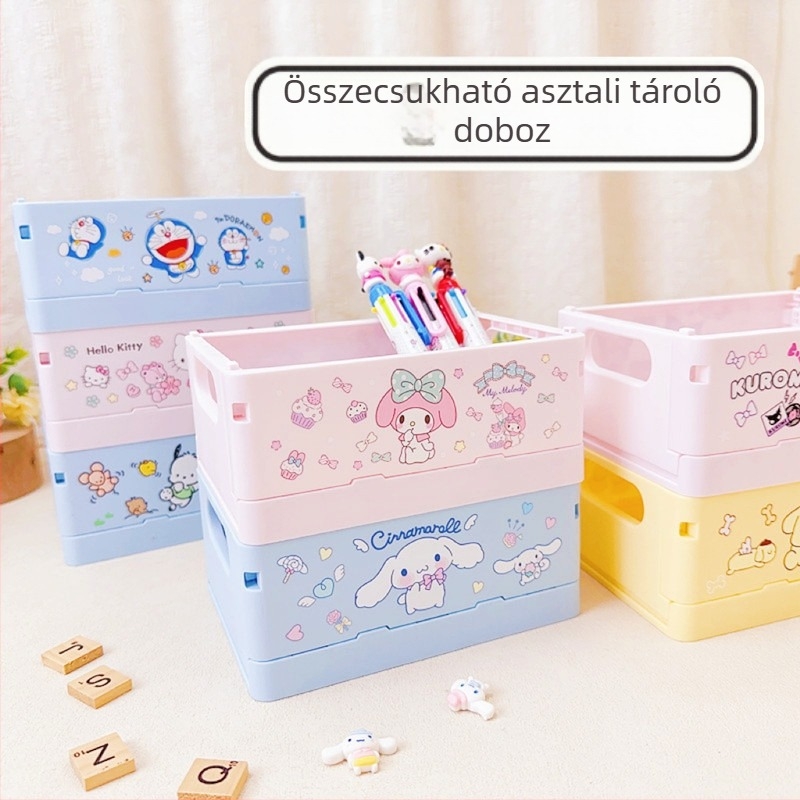 Összecsukható műanyag asztali kozmetikai tárolódoboz, négyszögletes, Can logóval, testreszabható