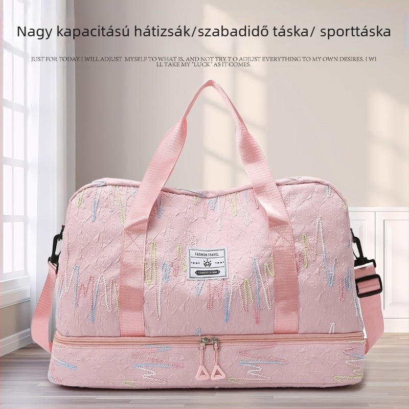 Uniszex utazótáska rövid utakra, Oxford szövet, lélegző, csíkos minta, kapacitás 20L alatt