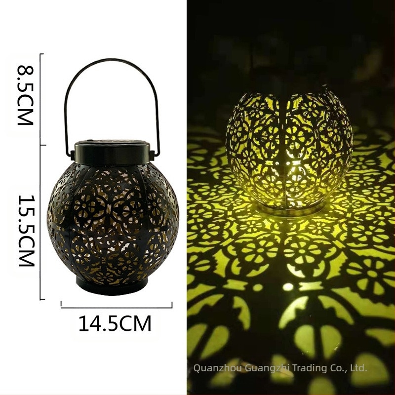 Napelemes kovácsoltvas kerti lámpa virág vetítéssel, LED, IP55, 0.06W, 6–12 óra, modell GZ-0032