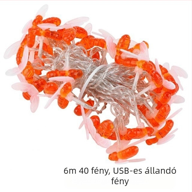 Méh Napelemes Fényfüzér Kültéri, Vízálló, Alacsony Feszültség, 0,05W LED-enként, Bemenet 36V