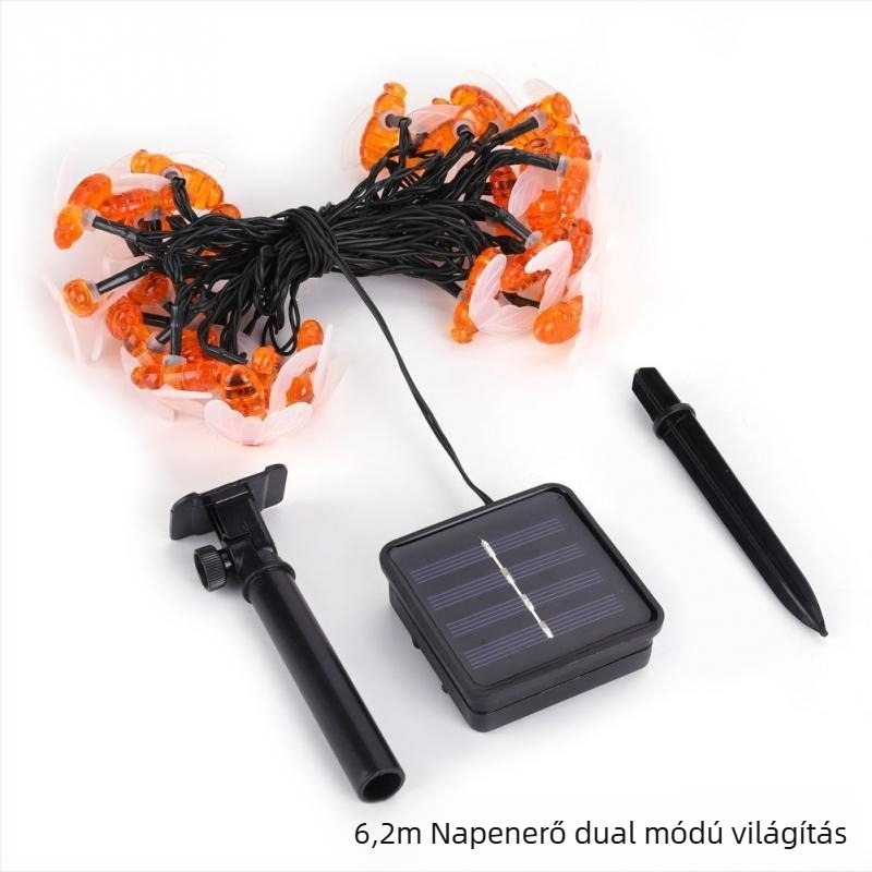 Méh Napelemes Fényfüzér Kültéri, Vízálló, Alacsony Feszültség, 0,05W LED-enként, Bemenet 36V