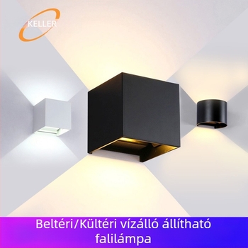 LED fali lámpa, KLS-023, négyszögletes üveges árnyékolóval, 85-265V, 5000 óra élettartam, modern minimalista stílus