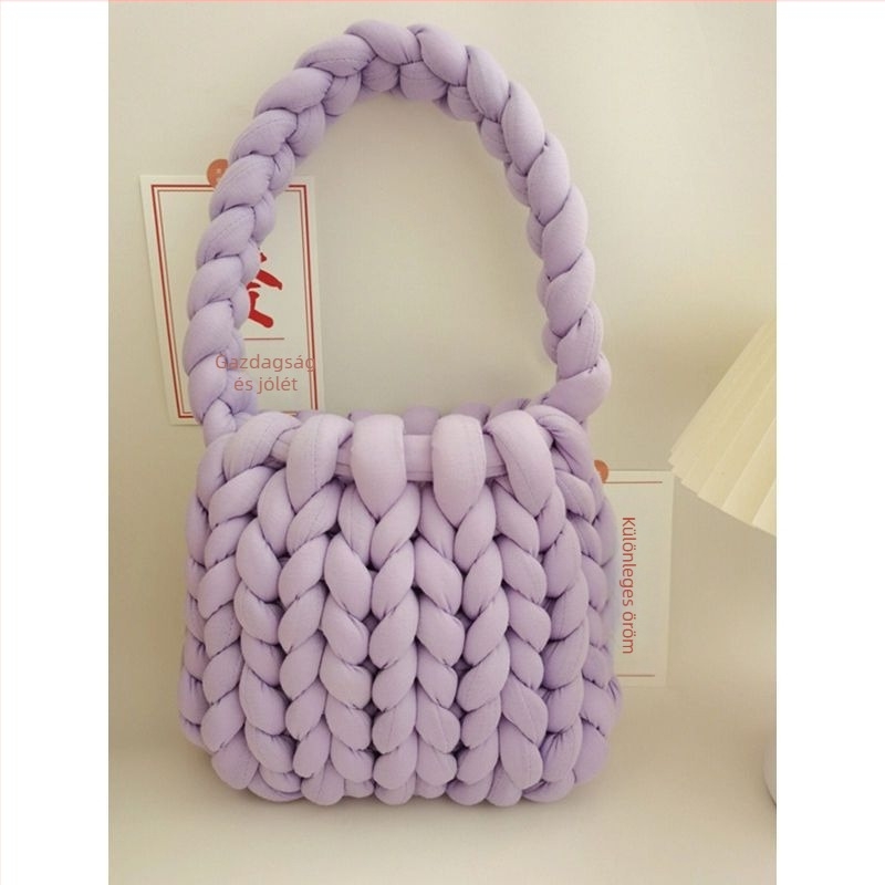 DIY készlet ultra vastag fonalból kézi kötéshez – koreai stílusú mini tote táska