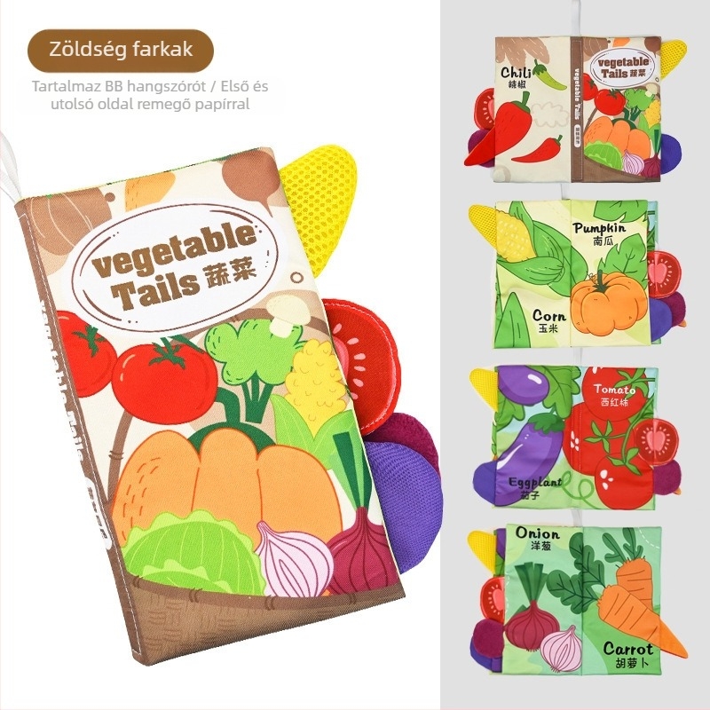 EHANBAOBI textil babakönyv 0–3 éveseknek, szakadásálló és harapásbiztos, 3D elemekkel