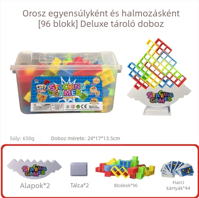 Asztali Tetris-stílusú egyensúlyozó építőjáték, családi interakcióhoz, ABS műanyagból, elektromos nélkül, többfunkciós, DIY-barát, 4–6 éveseknek