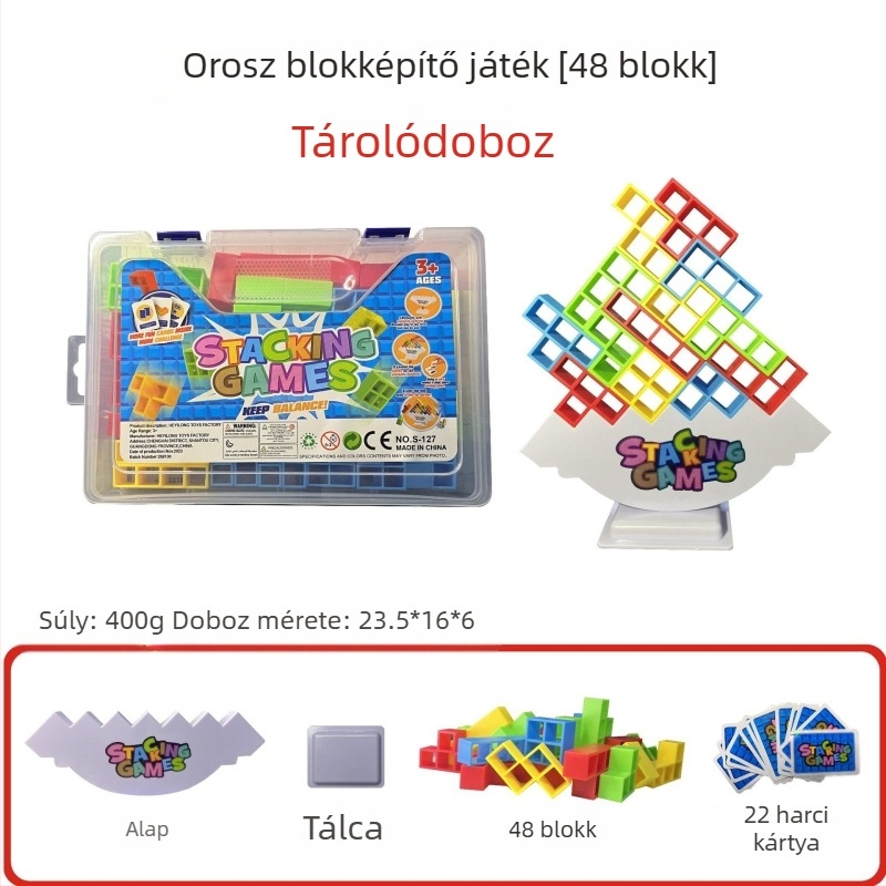 Asztali Tetris-stílusú egyensúlyozó építőjáték, családi interakcióhoz, ABS műanyagból, elektromos nélkül, többfunkciós, DIY-barát, 4–6 éveseknek
