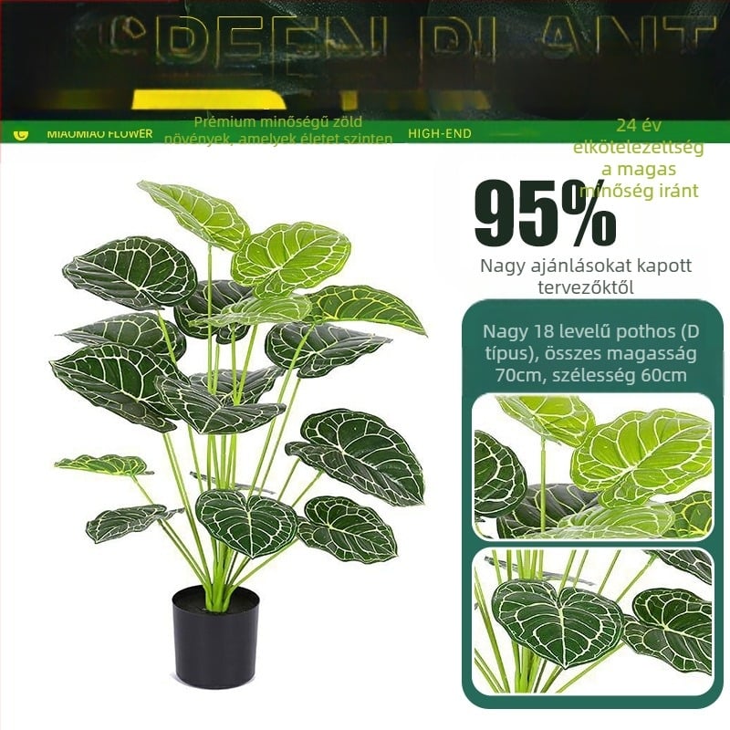 Beltéri mesterséges selyem virág növény faldekoráció — 3D nyomtatott dizájn, zöld növény változat, virágos rendezés, márka Miao Miao