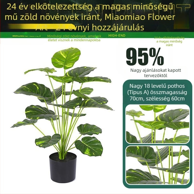 Beltéri mesterséges selyem virág növény faldekoráció — 3D nyomtatott dizájn, zöld növény változat, virágos rendezés, márka Miao Miao