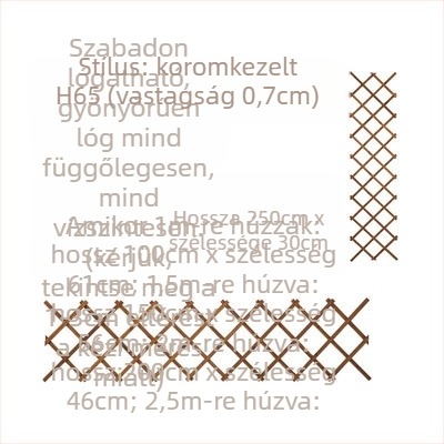 Erkélyre szóló fa virágtartó rács, kapaszkodó rózsák számára, padlón álló, pasztorális stílus