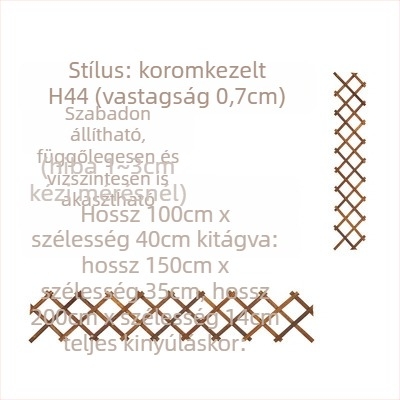 Erkélyre szóló fa virágtartó rács, kapaszkodó rózsák számára, padlón álló, pasztorális stílus