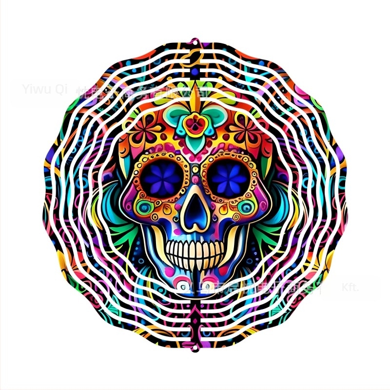Mandala 3D forgó szélspiner függő dekoráció házhoz és kerthez, fém, nyomtatott dizájn