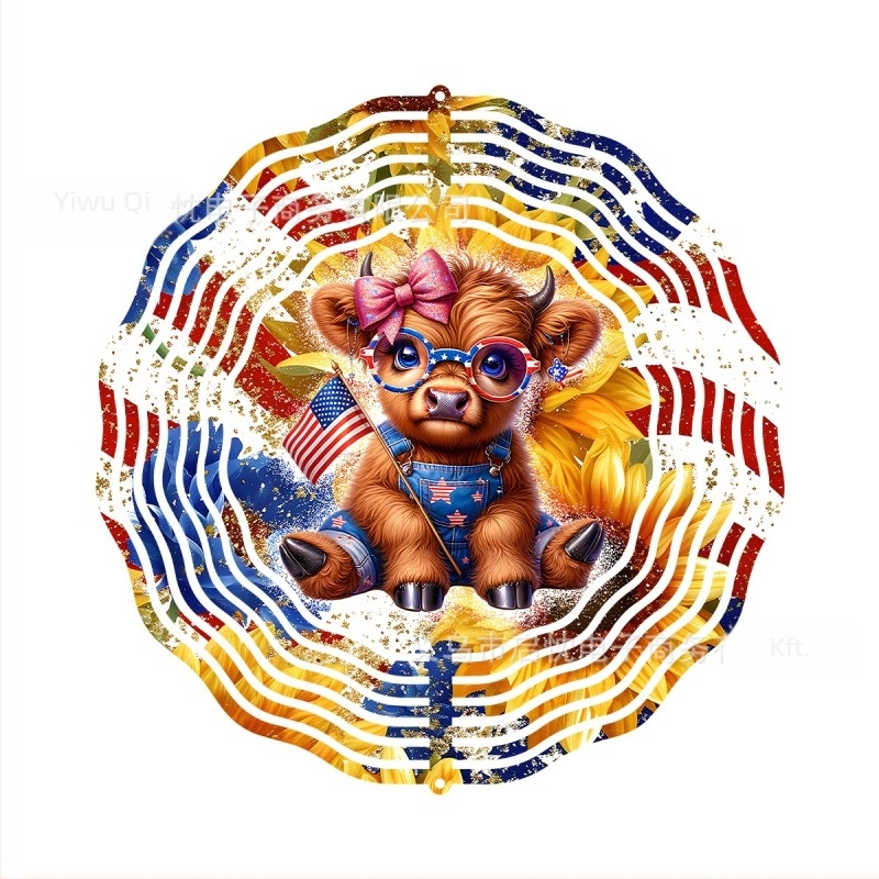 Mandala 3D forgó szélspiner függő dekoráció házhoz és kerthez, fém, nyomtatott dizájn