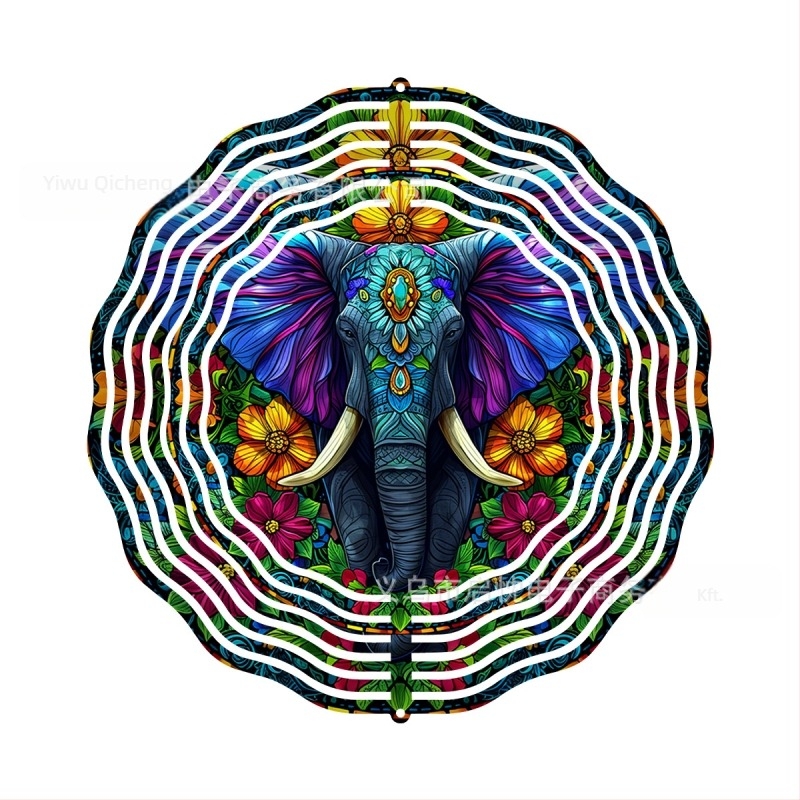 Mandala 3D forgó szélspiner függő dekoráció házhoz és kerthez, fém, nyomtatott dizájn