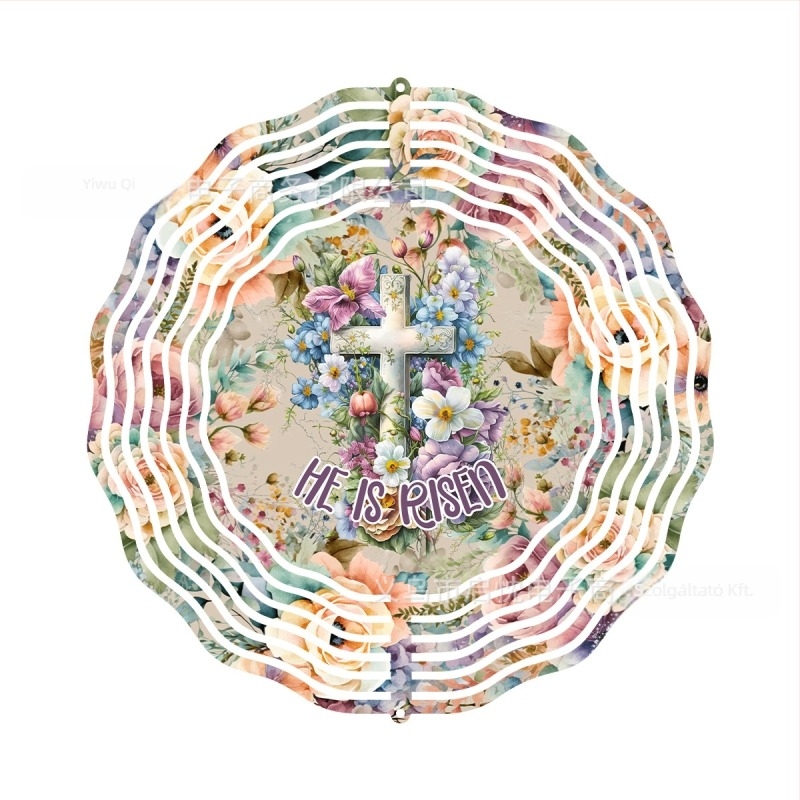 Mandala 3D forgó szélspiner függő dekoráció házhoz és kerthez, fém, nyomtatott dizájn