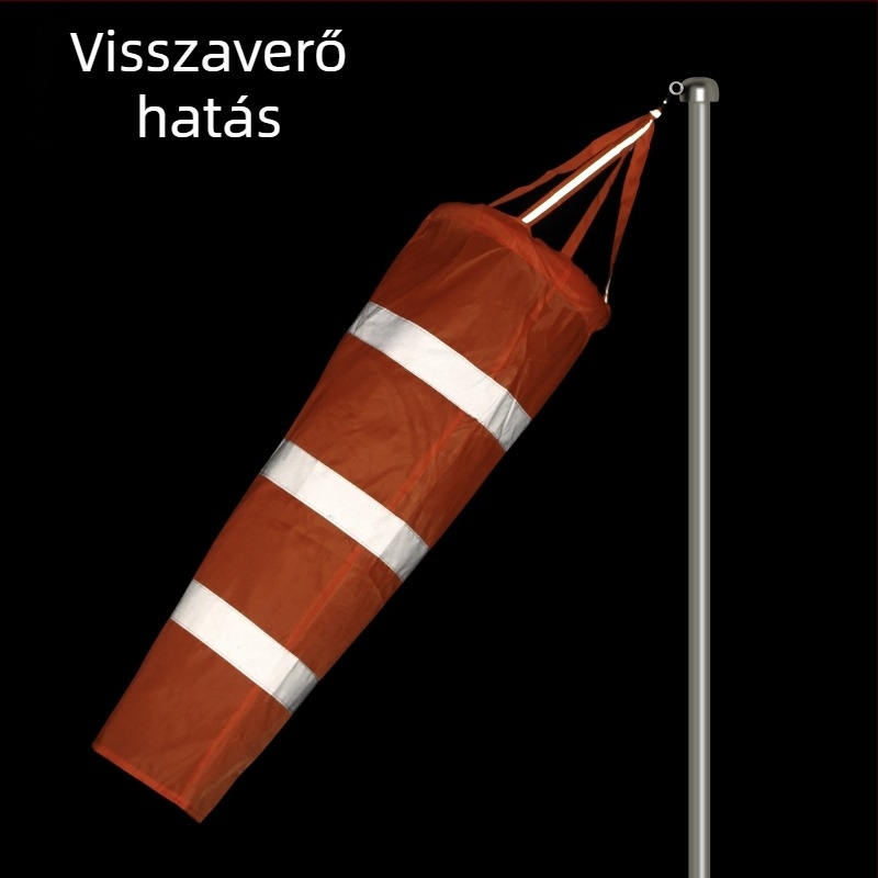 Kültéri rozsdamentes acél szélirány-jelző, fluoreszcens és fényvisszaverő felülettel, modell 002