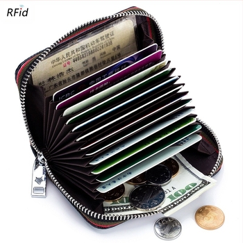 RFID kártyatartó - uniszex, felsőréteg marhabőr, cipzár, városi minimalista stílus — Ying Bai Le