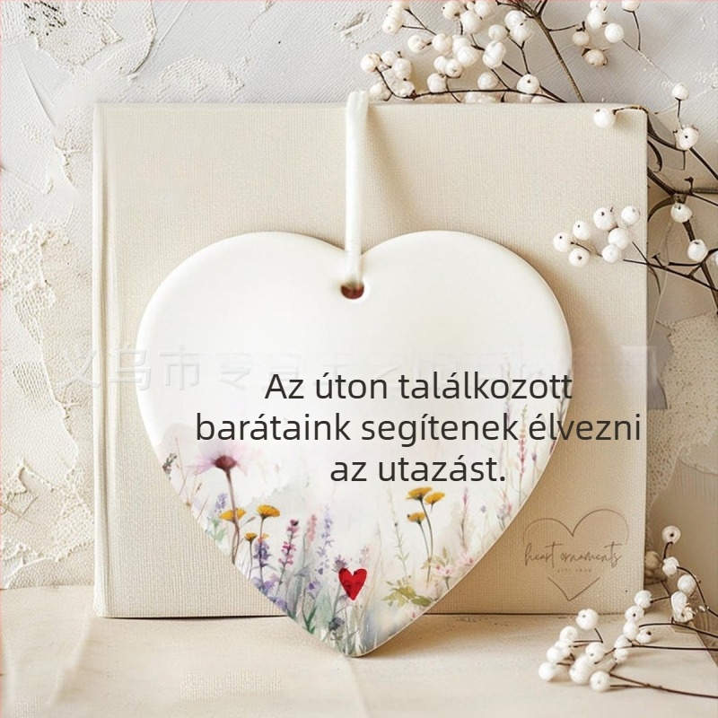 Geometriai formájú barátság-dísz fehér porcelánból